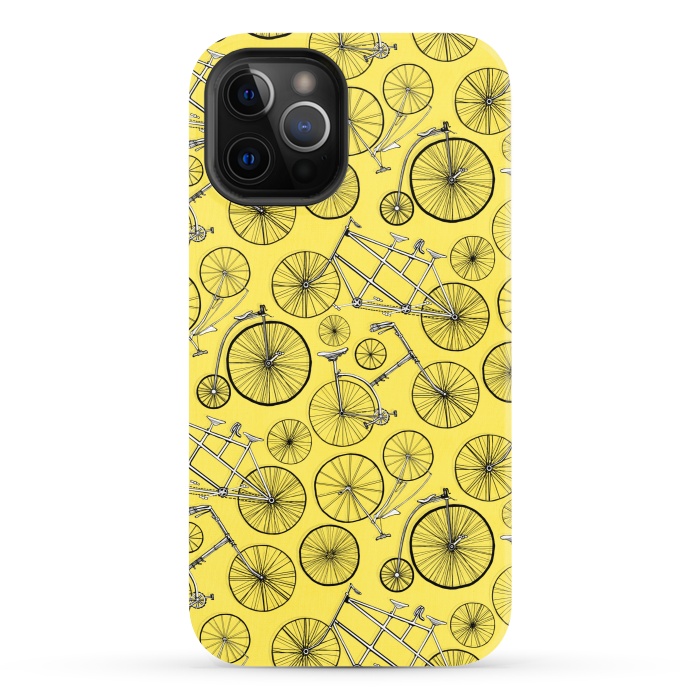 iPhone 12 Pro StrongFit Vintage Bicycles on Yellow  by Tigatiga