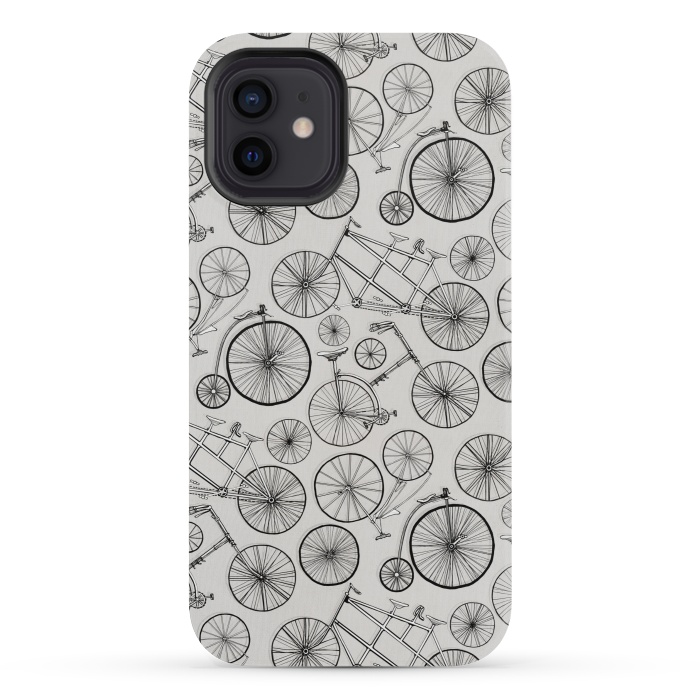 iPhone 12 mini StrongFit Vintage Bicycles on Grey  by Tigatiga