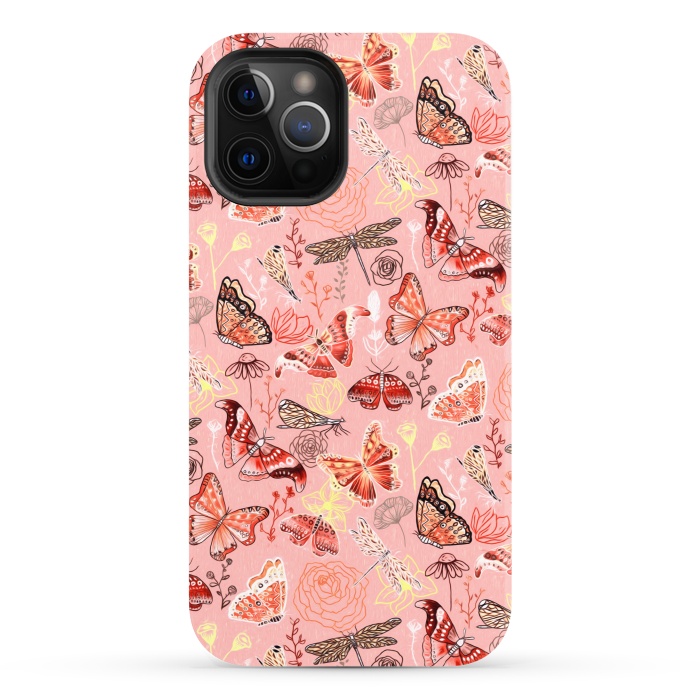 iPhone 12 Pro StrongFit Warm Butterflies, Dragonflies and Moths  by Tigatiga