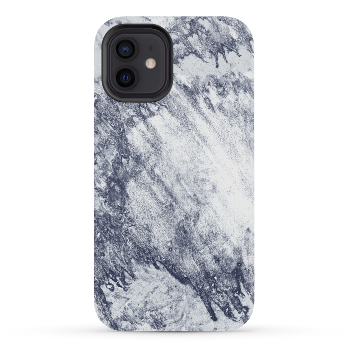 iPhone 12 mini StrongFit Grey-Blue Marbling Storm  by Tigatiga