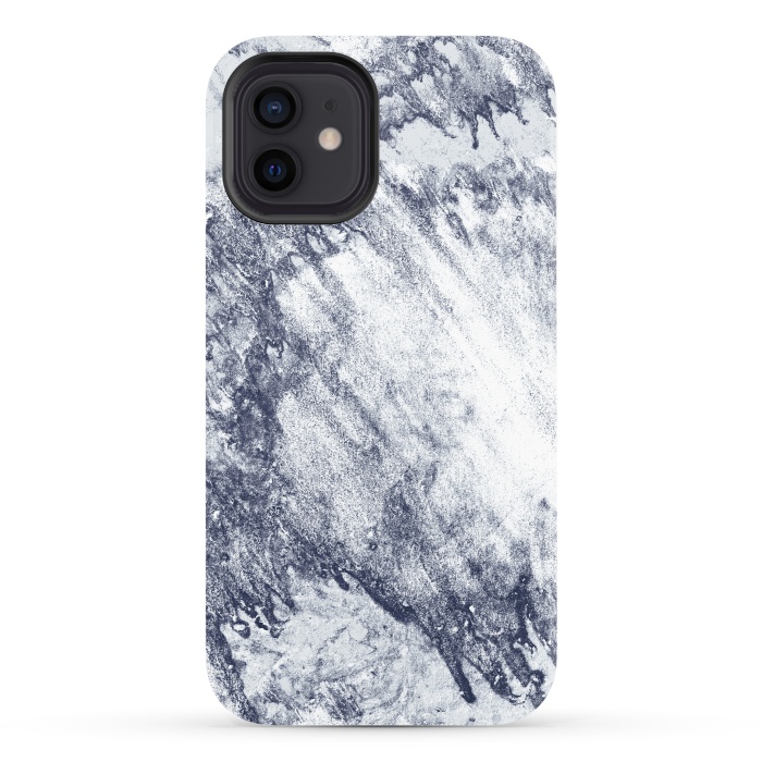 iPhone 12 StrongFit Grey-Blue Marbling Storm  by Tigatiga