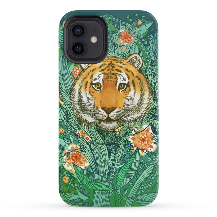 iPhone 12 mini StrongFit Tiger Tangle in Color by Micklyn Le Feuvre