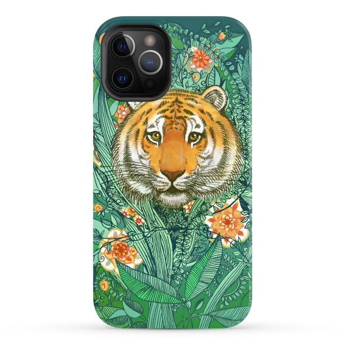 iPhone 12 Pro StrongFit Tiger Tangle in Color by Micklyn Le Feuvre