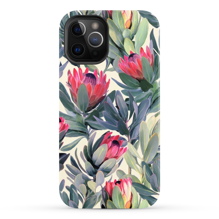 iPhone 12 Pro StrongFit Painted Protea Pattern by Micklyn Le Feuvre