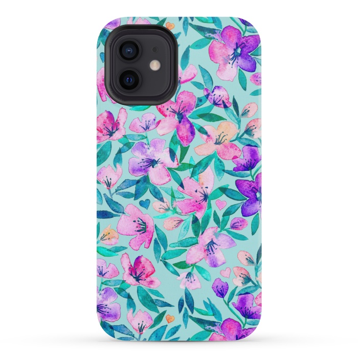 iPhone 12 mini StrongFit Happy Spring Floral in Watercolor by Micklyn Le Feuvre
