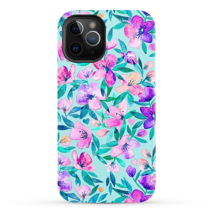 iPhone 12 Pro StrongFit Happy Spring Floral in Watercolor by Micklyn Le Feuvre