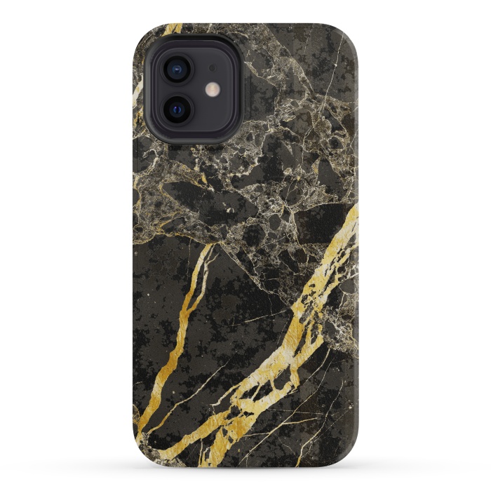 iPhone 12 mini StrongFit Grey gold elegant marble by Oana 