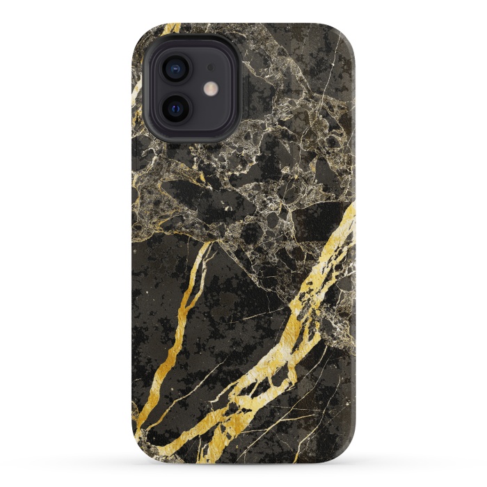 iPhone 12 StrongFit Grey gold elegant marble by Oana 