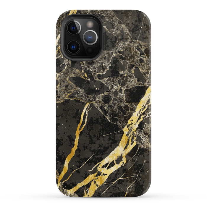 iPhone 12 Pro StrongFit Grey gold elegant marble by Oana 