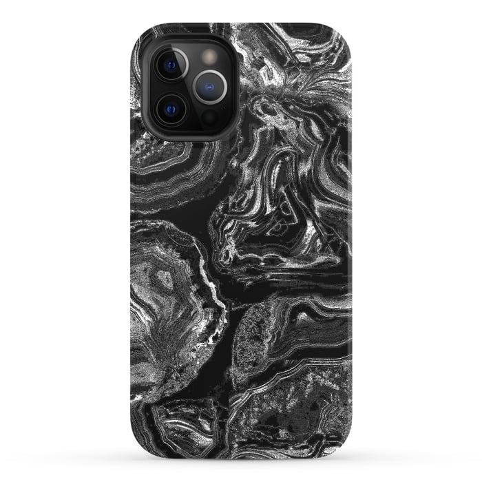 iPhone 12 Pro StrongFit Black liquid marble by Oana 