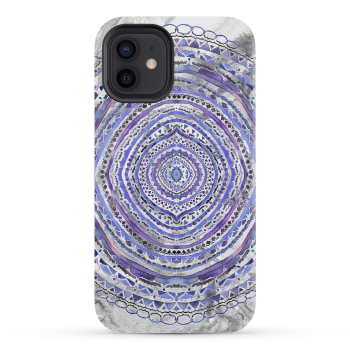 iPhone 12 mini StrongFit Purple Marbling Mandala  by Tigatiga