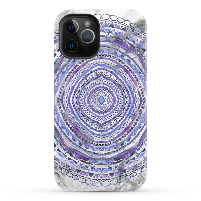 iPhone 12 Pro StrongFit Purple Marbling Mandala  by Tigatiga