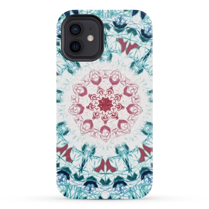 iPhone 12 mini StrongFit Blush & Teal Mandala  by Tigatiga