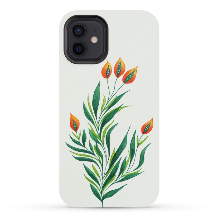 iPhone 12 mini StrongFit Green Plant With Orange Buds by Boriana Giormova