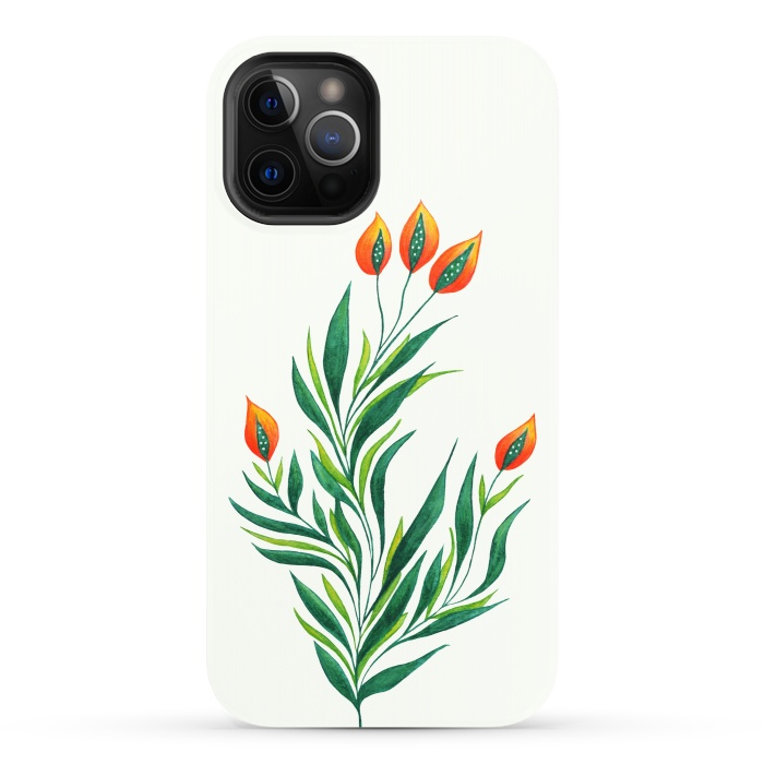 iPhone 12 Pro StrongFit Green Plant With Orange Buds by Boriana Giormova