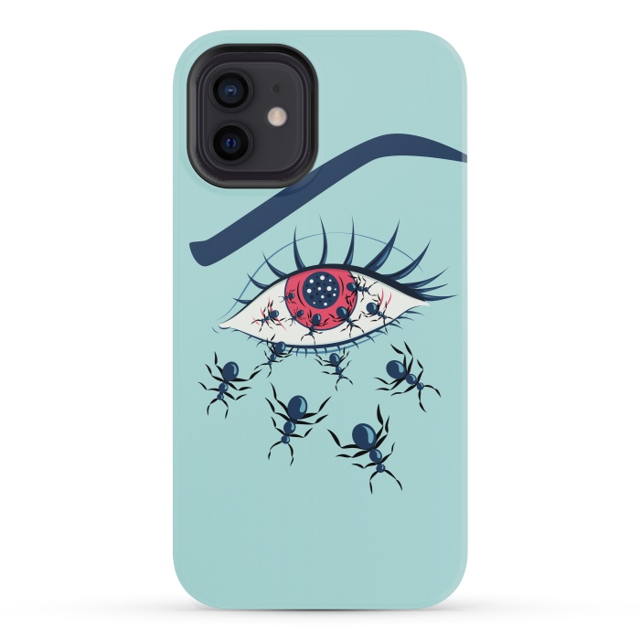 iPhone 12 mini StrongFit Weird Creepy Red Eye With Crawling Ants by Boriana Giormova