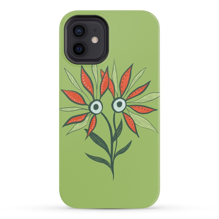 iPhone 12 mini StrongFit Cute Eyes Character Flower Monster by Boriana Giormova