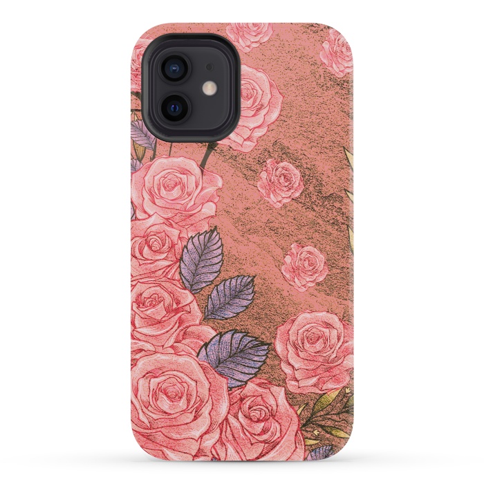 iPhone 12 mini StrongFit Vintage Peonies  by Rossy Villarreal