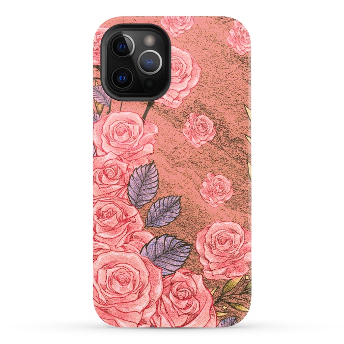 iPhone 12 Pro StrongFit Vintage Peonies  by Rossy Villarreal