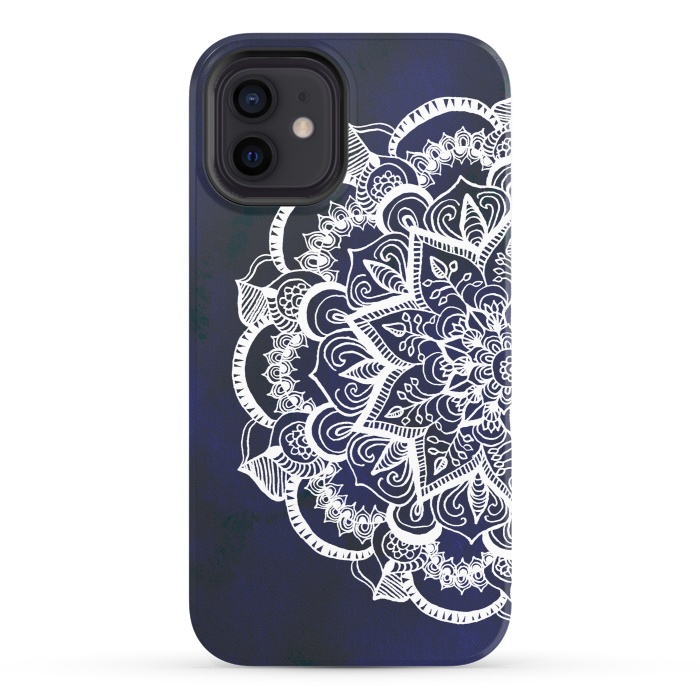 iPhone 12 StrongFit White Feather Mandala by Tangerine-Tane