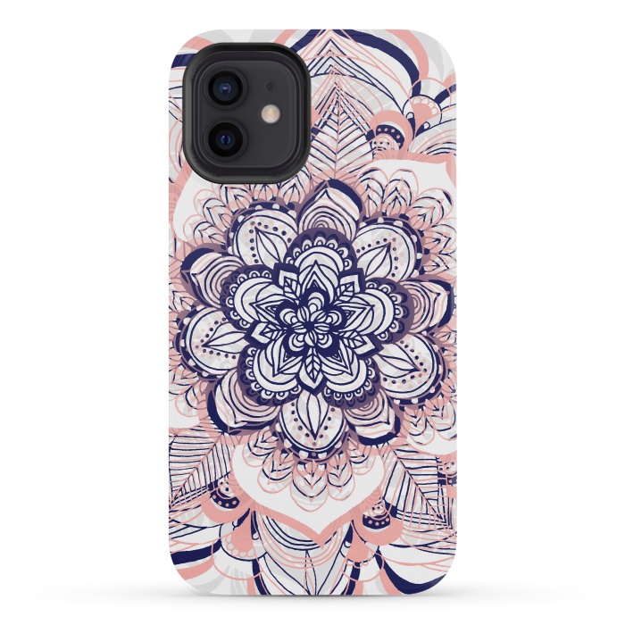 iPhone 12 mini StrongFit Purple, Blue and Pink Netted Mandala by Tangerine-Tane