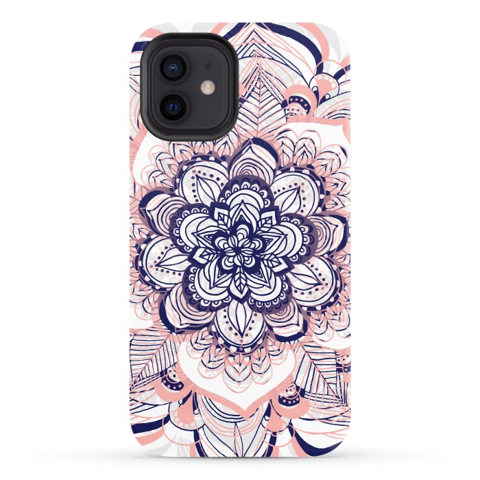 iPhone 12 StrongFit Purple, Blue and Pink Netted Mandala by Tangerine-Tane