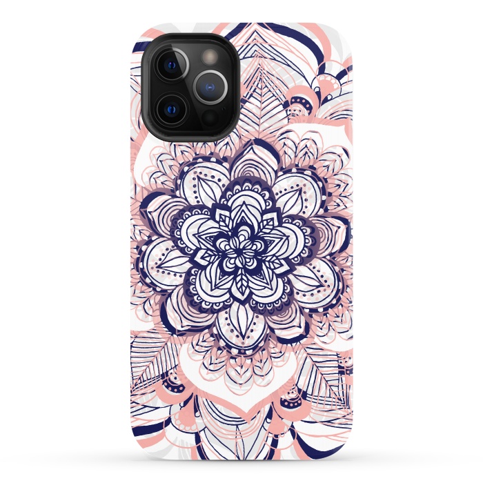 iPhone 12 Pro StrongFit Purple, Blue and Pink Netted Mandala by Tangerine-Tane