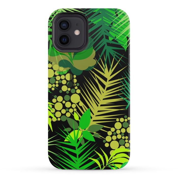 iPhone 12 mini StrongFit green tropical pattern by MALLIKA