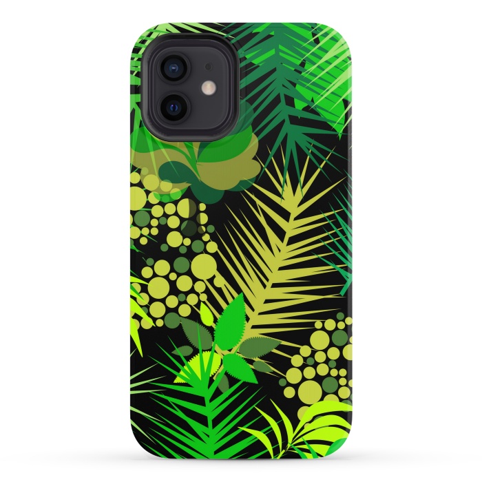 iPhone 12 StrongFit green tropical pattern by MALLIKA