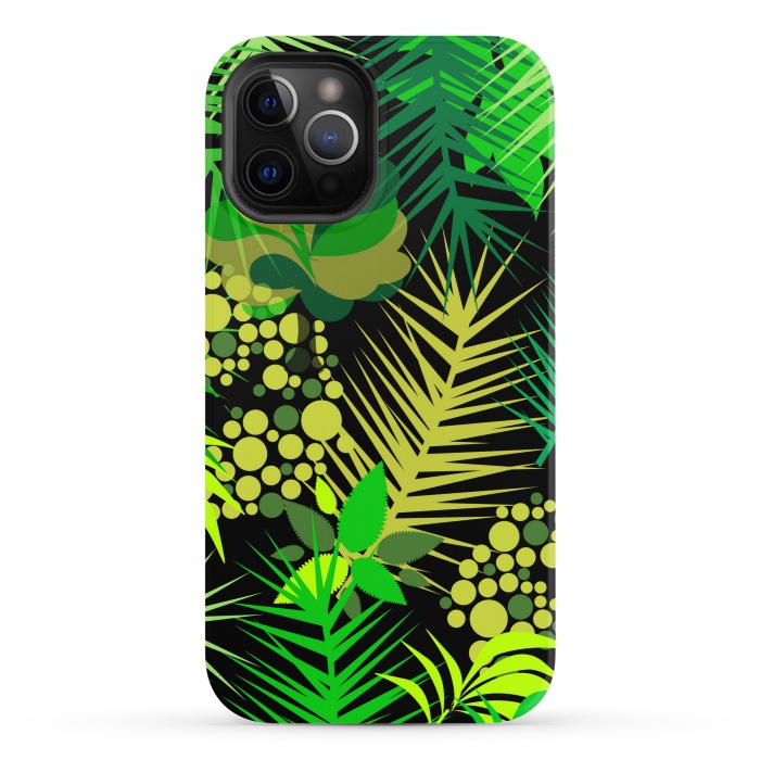 iPhone 12 Pro StrongFit green tropical pattern by MALLIKA