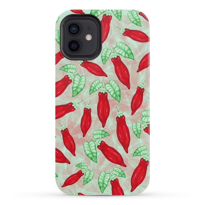 iPhone 12 mini StrongFit Red Hot Chilli Pepper Pattern Food Art by BluedarkArt