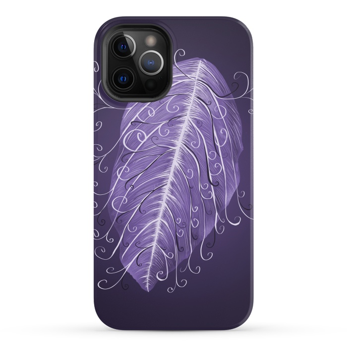 iPhone 12 Pro StrongFit Violet Swirly Leaf by Boriana Giormova