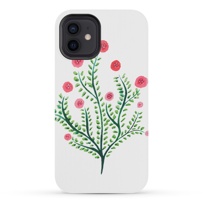 iPhone 12 mini StrongFit Spring Plant In Pink And Green by Boriana Giormova