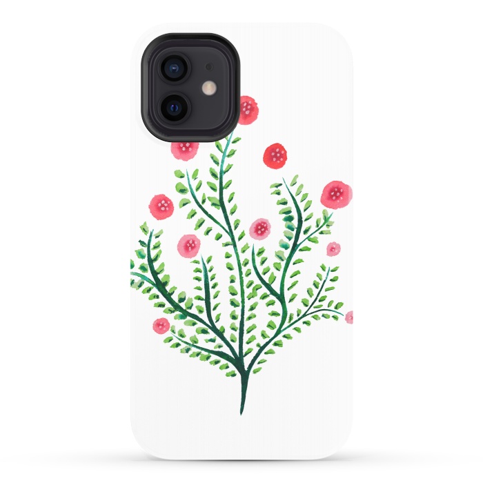 iPhone 12 StrongFit Spring Plant In Pink And Green by Boriana Giormova
