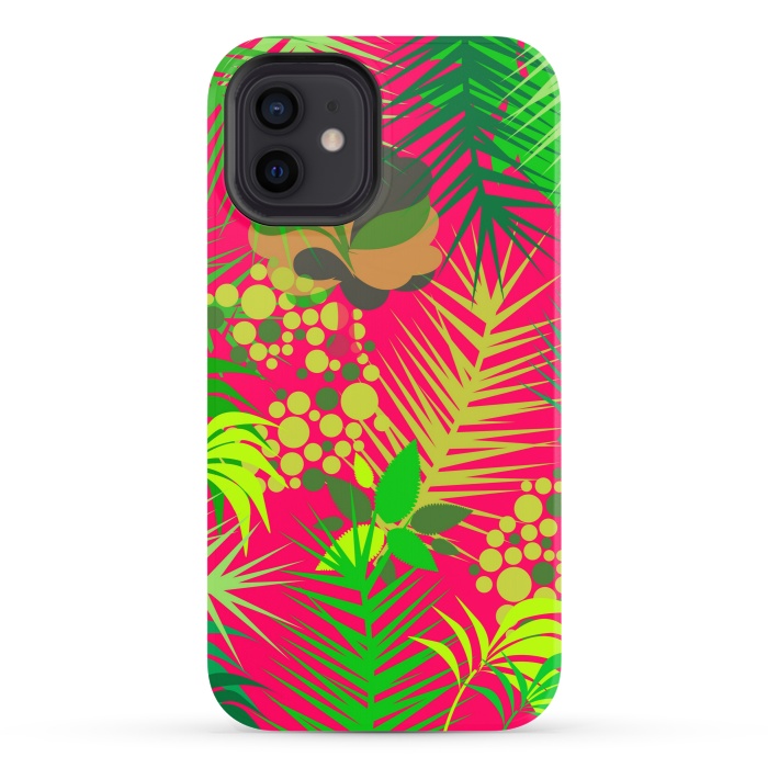 iPhone 12 StrongFit pink tropical pattern by MALLIKA