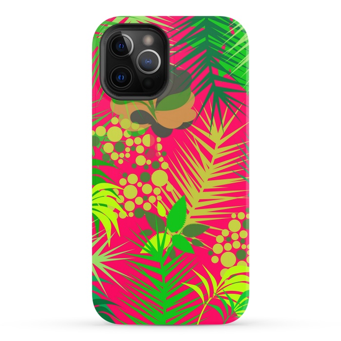 iPhone 12 Pro StrongFit pink tropical pattern by MALLIKA