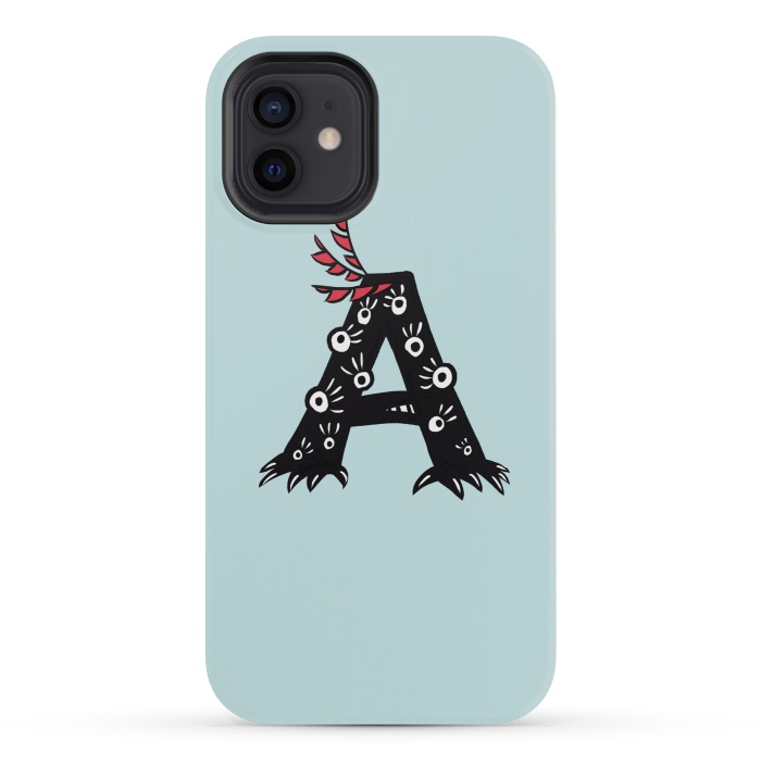 iPhone 12 mini StrongFit Letter A Funny Monster Drawing by Boriana Giormova