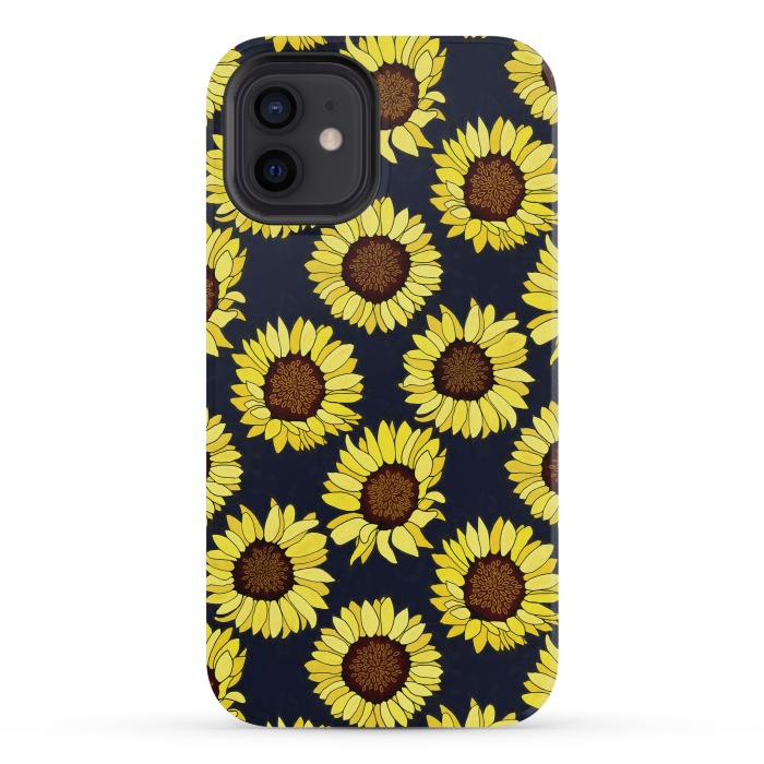 iPhone 12 mini StrongFit Navy - Sunflowers Are The New Roses! by Tigatiga