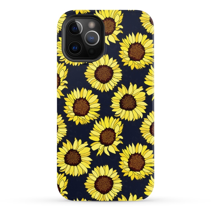 iPhone 12 Pro StrongFit Navy - Sunflowers Are The New Roses! by Tigatiga