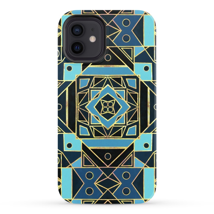 iPhone 12 StrongFit Navy & Gold Art Deco  by Tigatiga