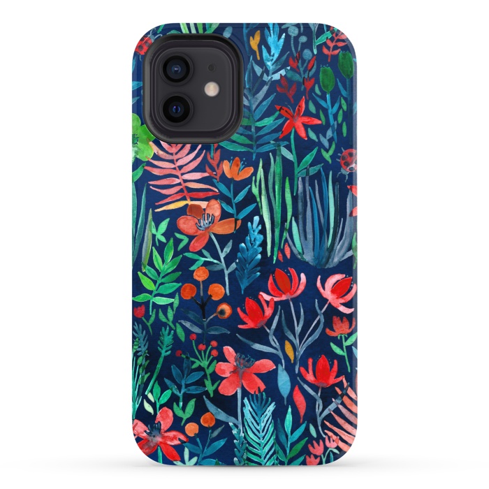 iPhone 12 StrongFit Tropical Ink Watercolor Garden by Micklyn Le Feuvre