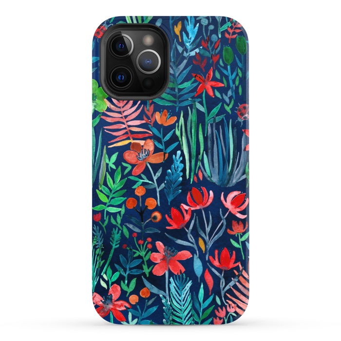 iPhone 12 Pro StrongFit Tropical Ink Watercolor Garden by Micklyn Le Feuvre