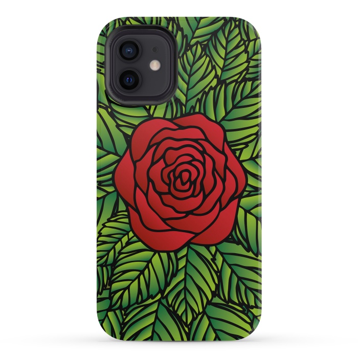 iPhone 12 mini StrongFit Red Rose by Majoih