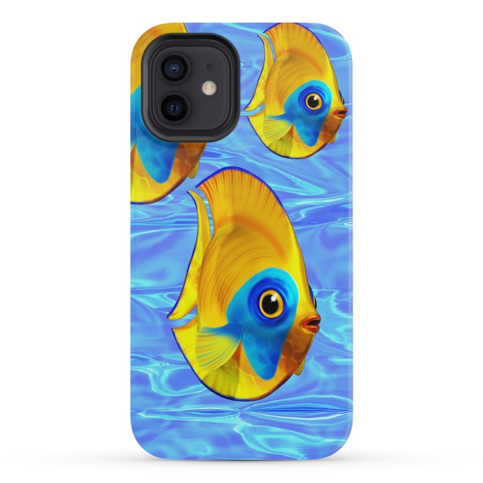 iPhone 12 mini StrongFit Fish 3D Cute Tropical Cutie on Clear Blue Ocean Water  by BluedarkArt