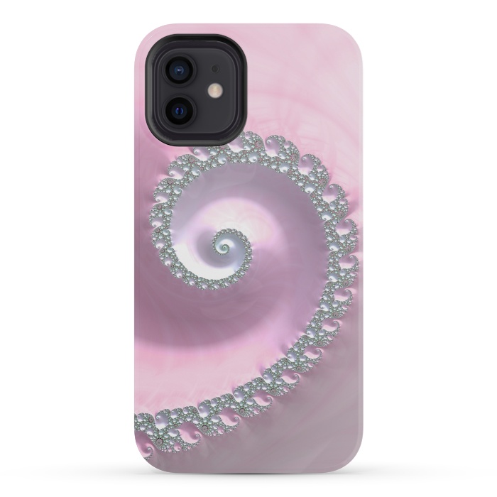 iPhone 12 mini StrongFit Pink Pastel Fractal Swirl by Andrea Haase