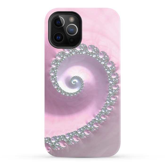 iPhone 12 Pro StrongFit Pink Pastel Fractal Swirl by Andrea Haase