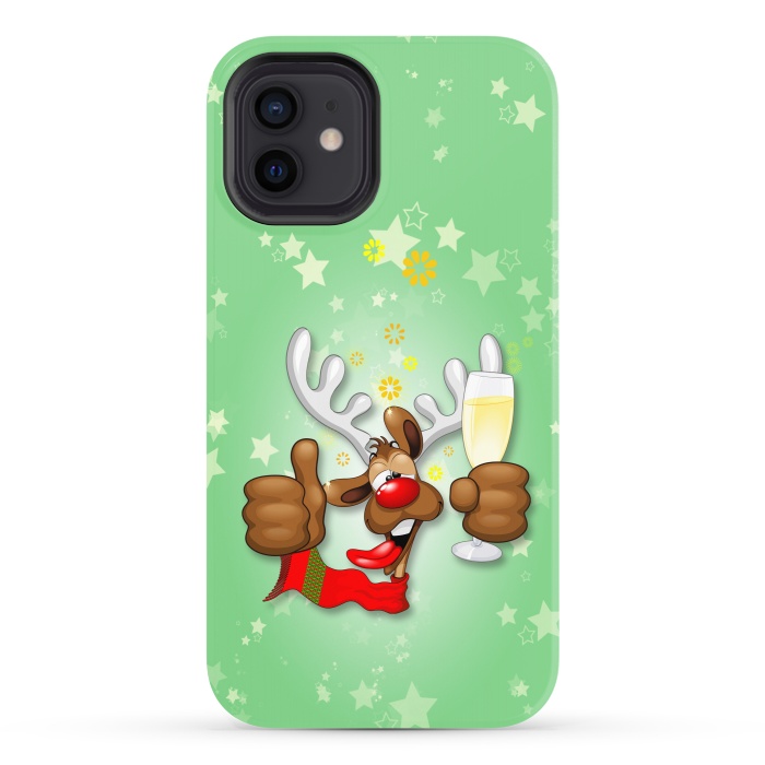 iPhone 12 StrongFit Reindeer Drunk Funny Christmas Character by BluedarkArt