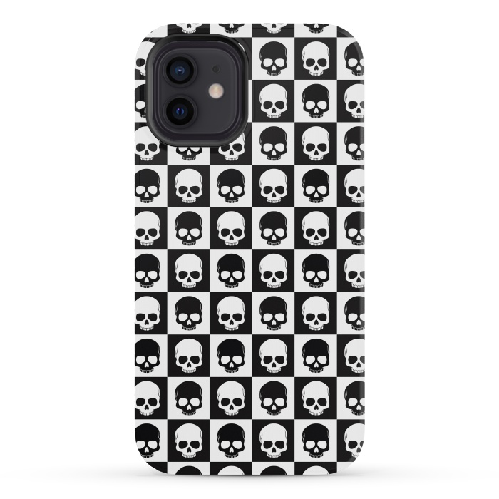 iPhone 12 mini StrongFit Checkered Skulls Pattern I by Art Design Works