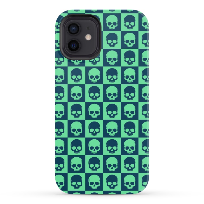 iPhone 12 mini StrongFit Checkered Skulls Pattern III by Art Design Works