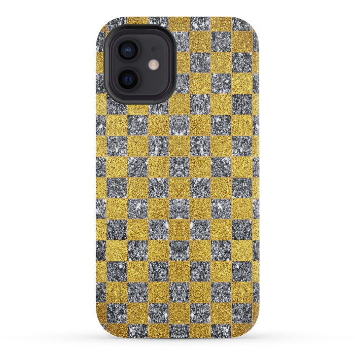 iPhone 12 mini StrongFit Checkered Pattern X by Art Design Works